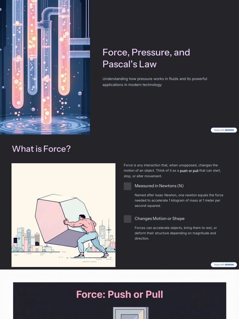UNIT 2 Force Pressure and Pascals Law | PDF