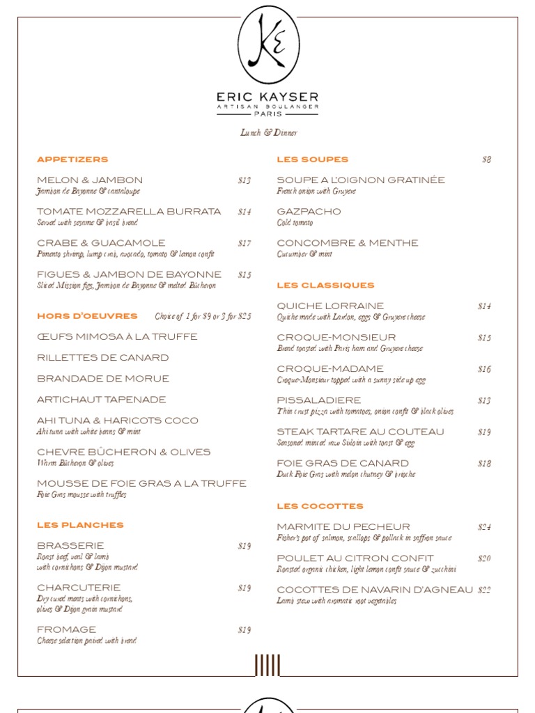 Maison Kayser Menu PDF Salad Food And Drink