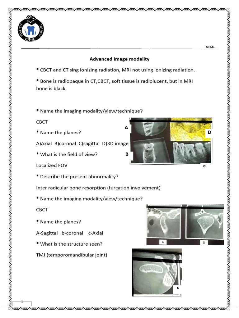 Oral Radiology 2 Revision Sheet Lecture | PDF | Dental Anatomy ...