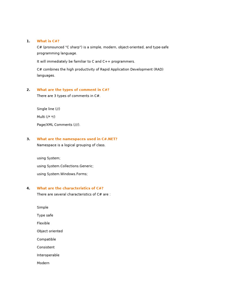 Interview Ques C# | PDF | Method (Computer Programming) | C Sharp ...