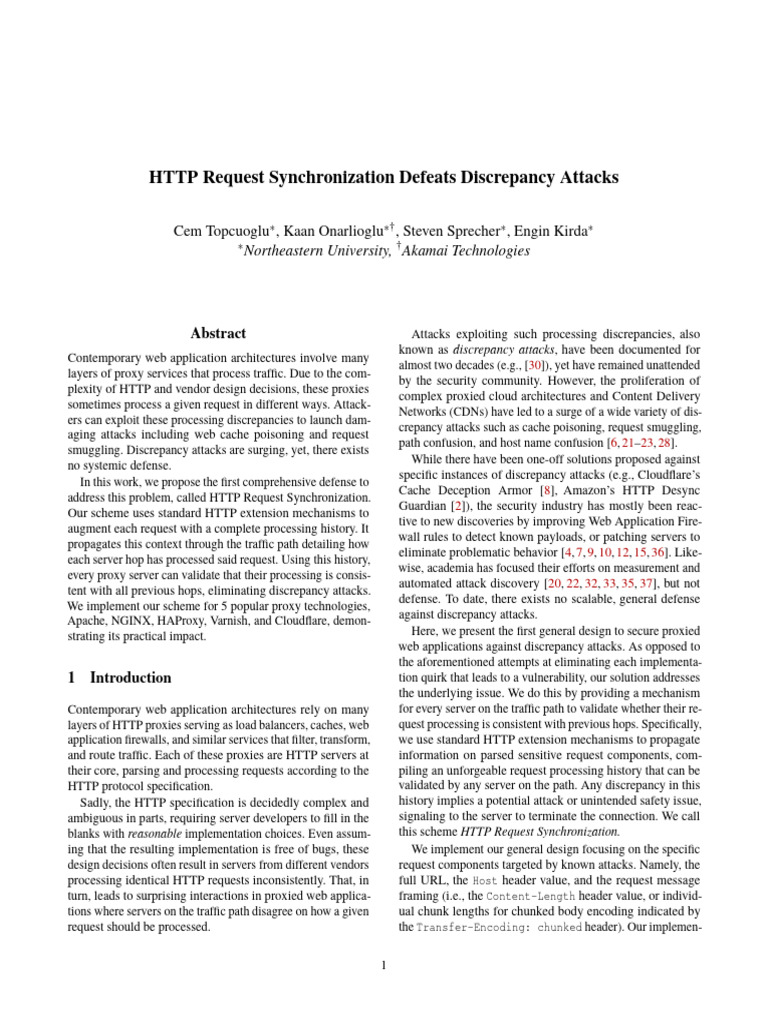 HTTP Processing Discrepancy Attacks | PDF | Proxy Server | World Wide Web