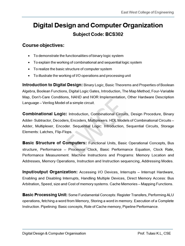 Digital Design & Computer Organization | PDF | Logic Gate | Digital ...