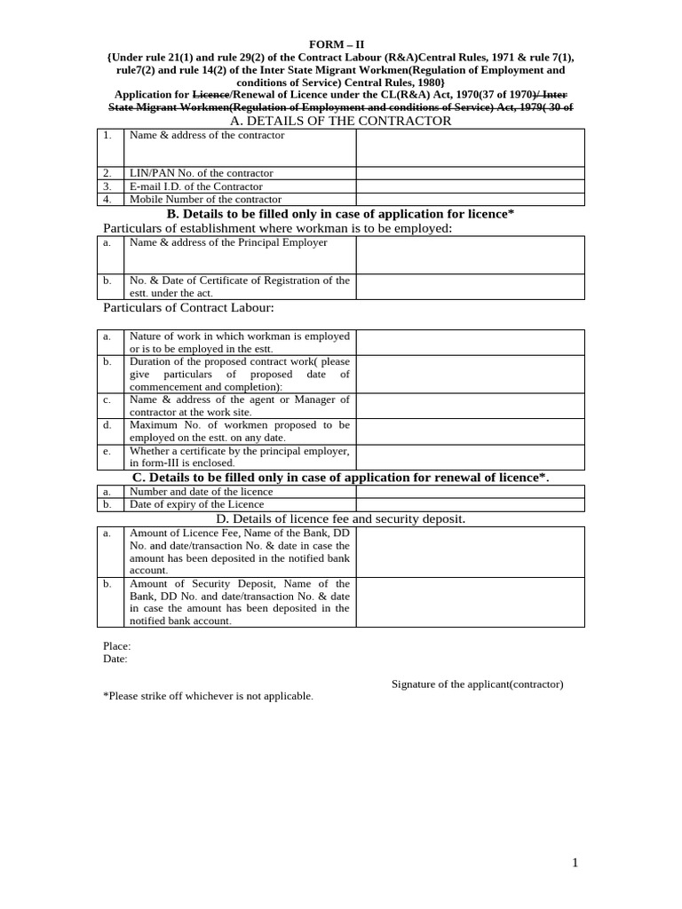 FORM-II Licence Renewal | PDF