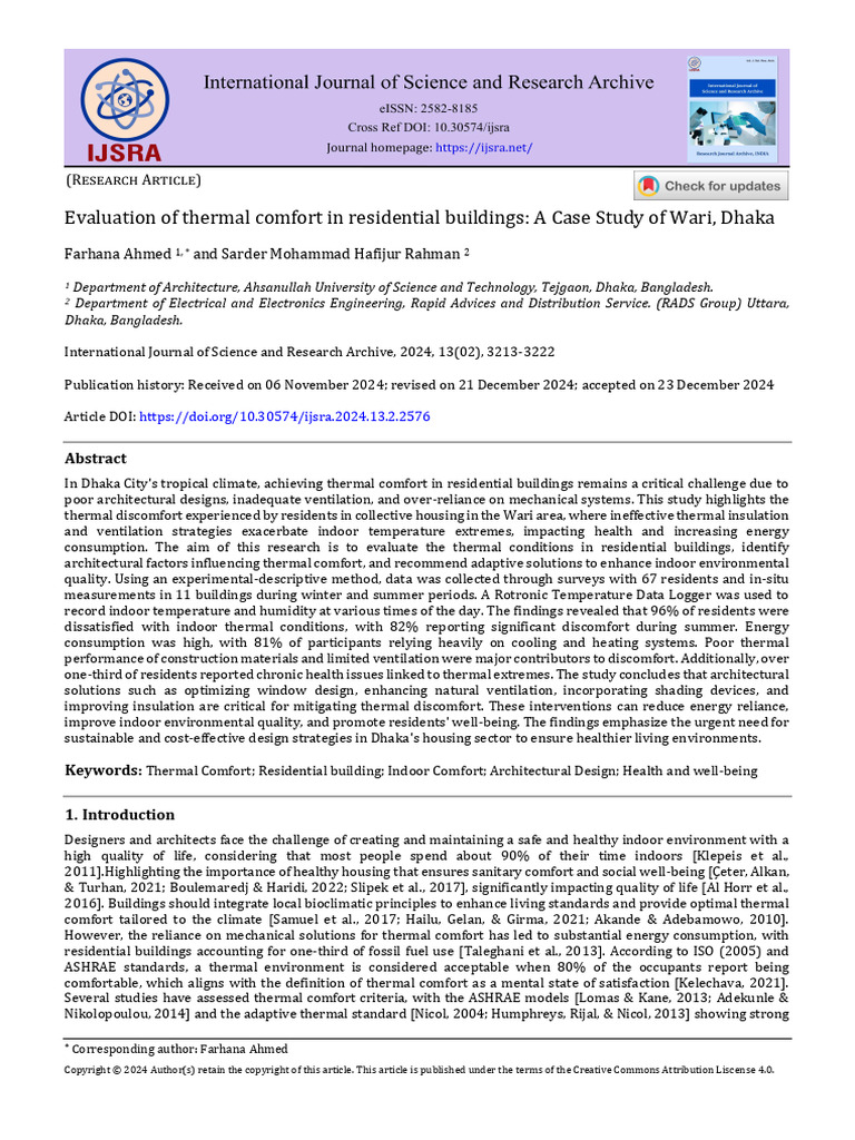 Evaluation of Thermal Comfort in Residential Build | PDF | Ventilation ...