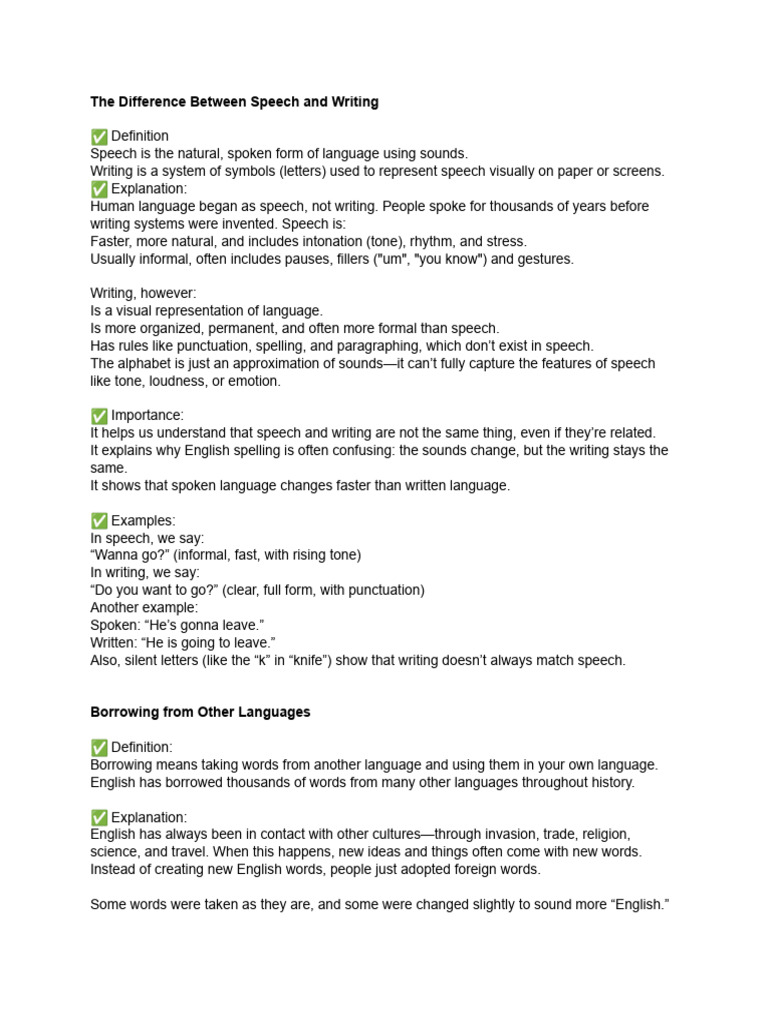 The Difference Between Speech and Writing | PDF | English Language ...