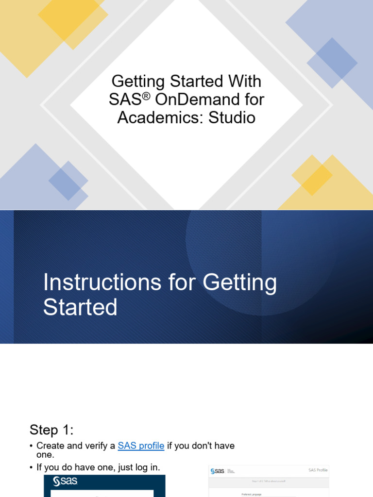 L00-Getting Started With SAS OnDemand For Academics Studio | PDF