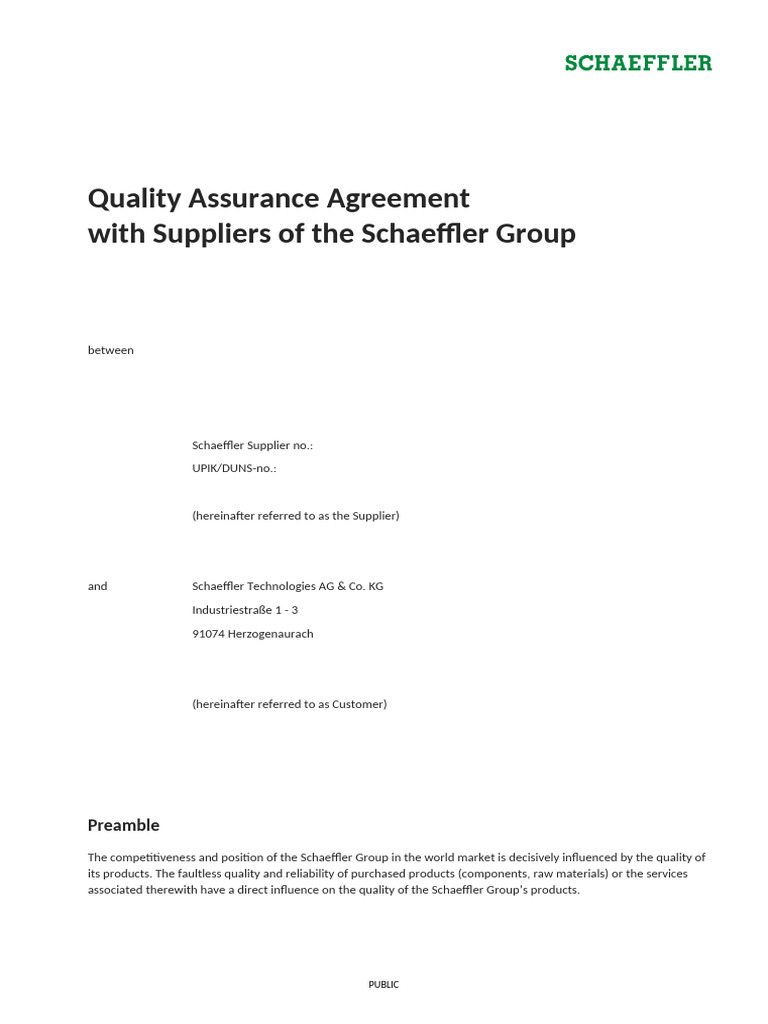 s296900 Schaeffler Quality Assurance Agreement Suppliers en | PDF ...