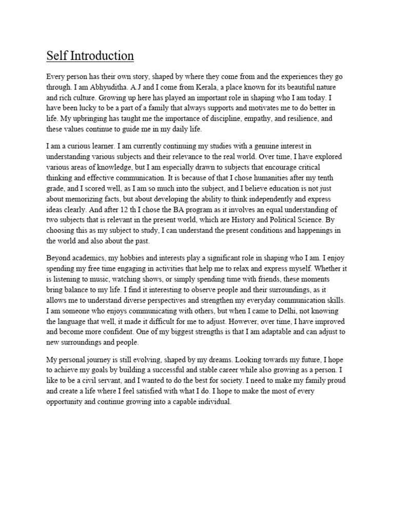 Personal Introduction | PDF