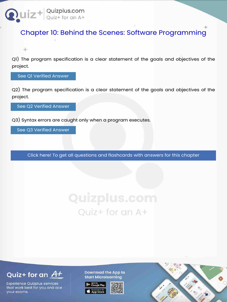 The Program Specification Is A Clear Statement of The Goals and ...