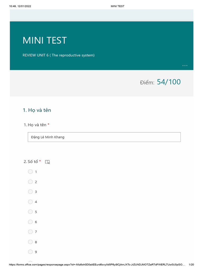 Mini Test | PDF | Erectile Dysfunction | Twin