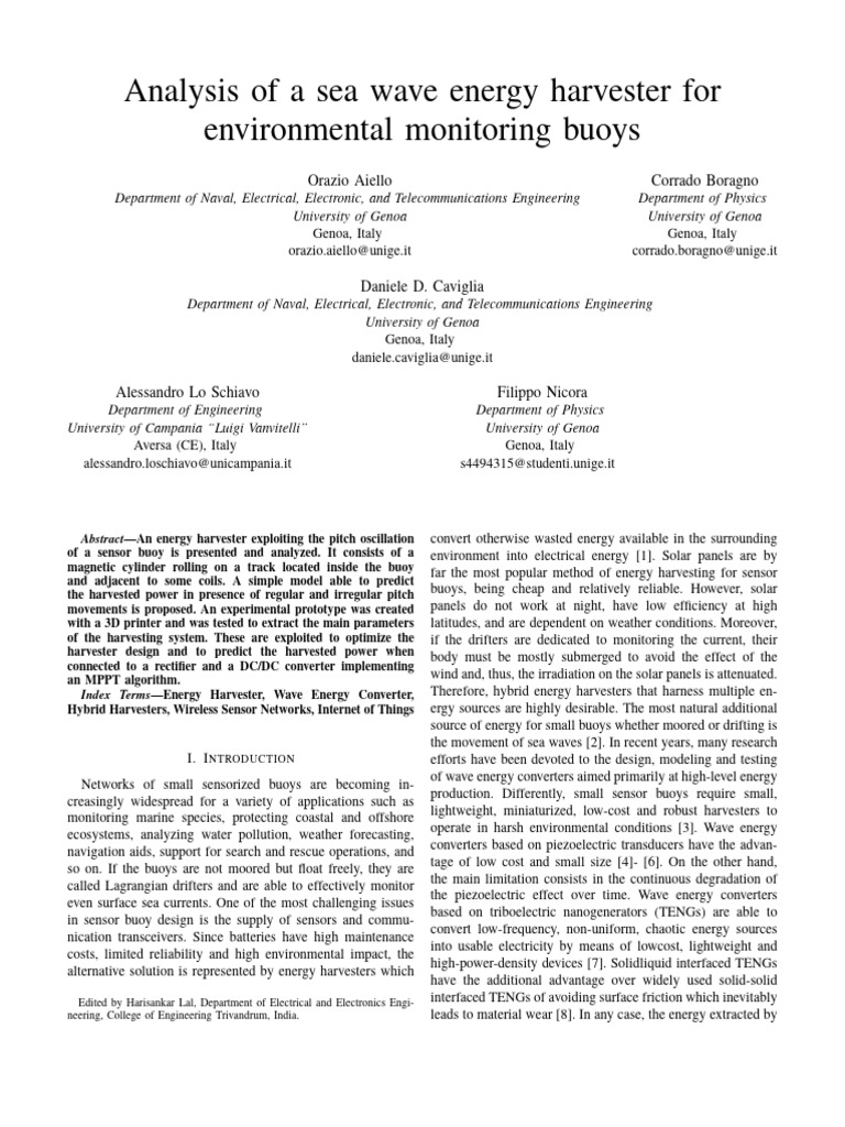 Sea Wave Energy Harvester Paper Harisankar Lal | PDF | Inductor ...
