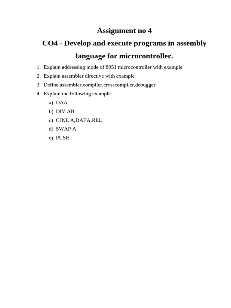 Assignment No 4 CO4 - Develop and Execute Programs in Assembly Language ...