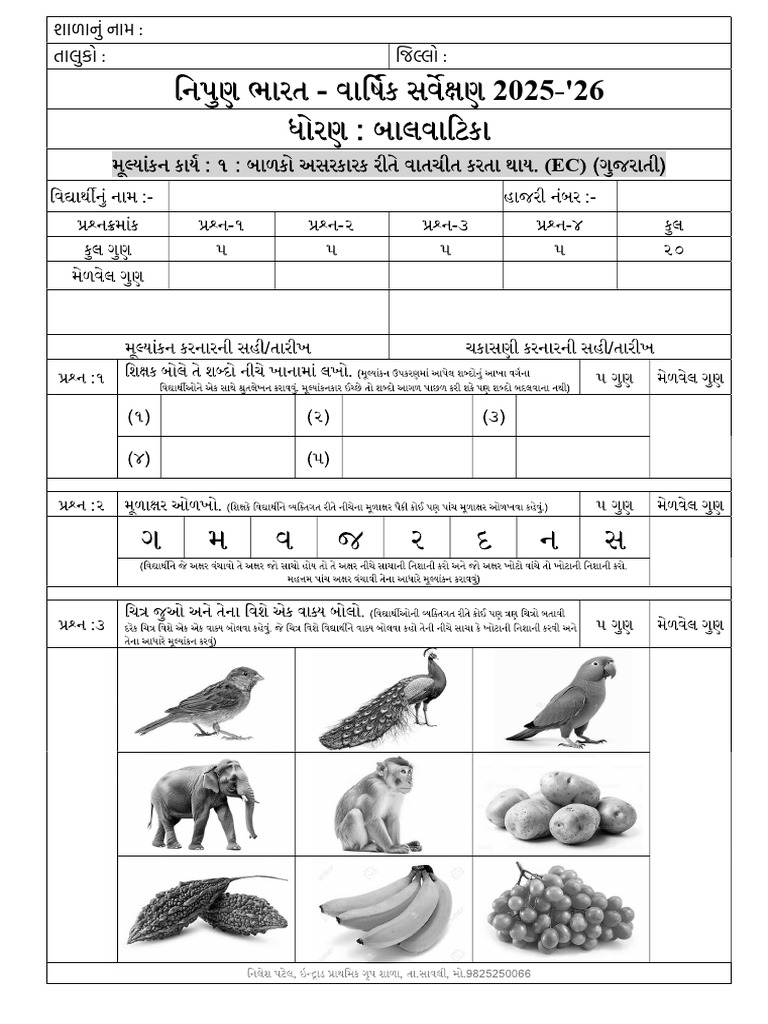 Nipun Bharat STD BaalVatika Paper | PDF