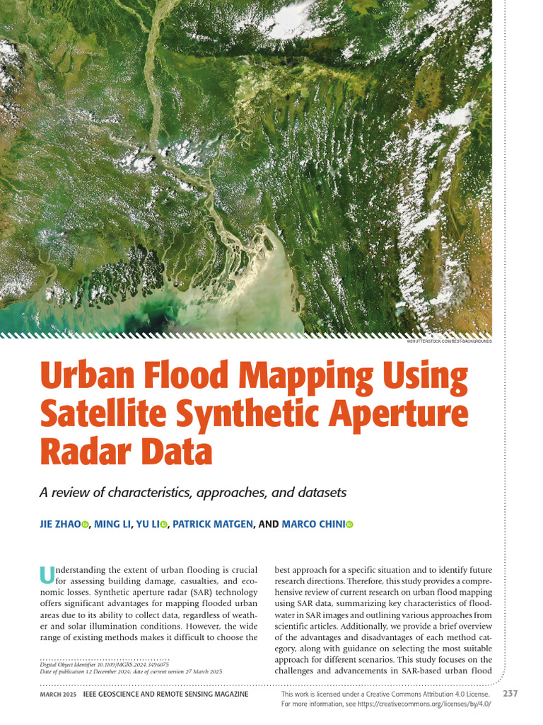 Urban Flood Mapping Using Satellite Synthetic Aperture Radar Data A ...