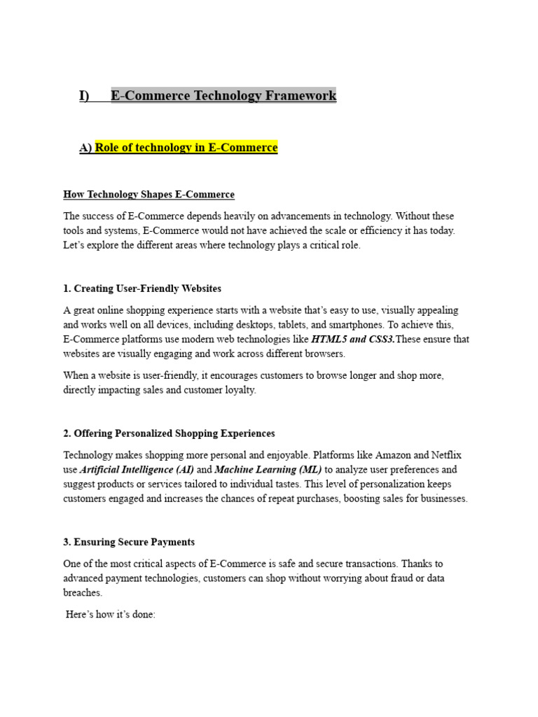 Module 1 - E-Commerce Infrastructure - Technology Framework | PDF ...