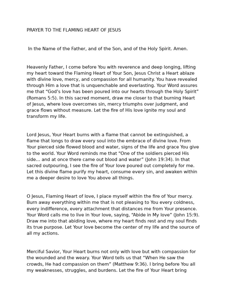 Prayer To The Heart of Jesus | PDF | Love | Mercy
