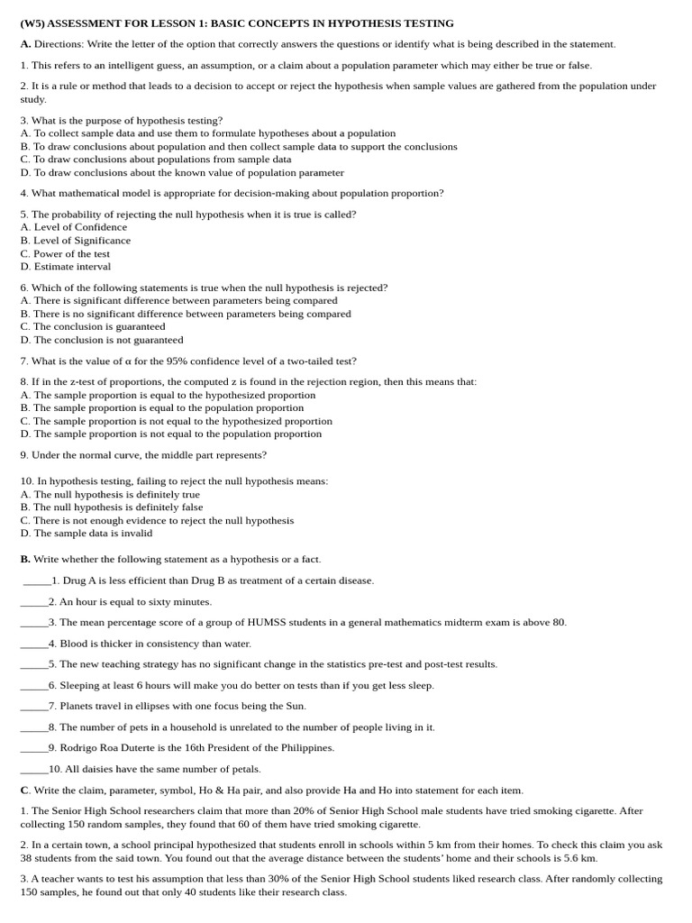 Assessment For Lesson 13 | PDF