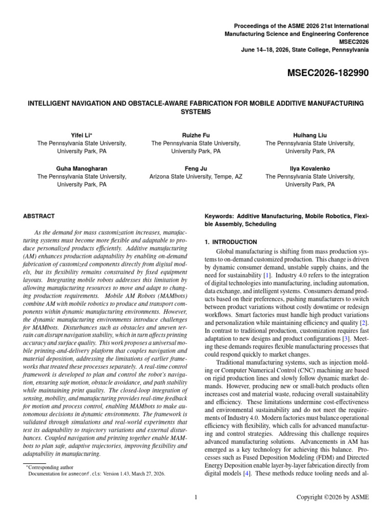MSEC2026-182990: Intelligent Navigation and Obstacle-Aware Fabrication ...