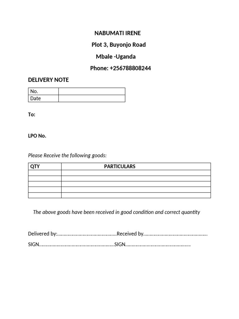 Delivery Note | PDF