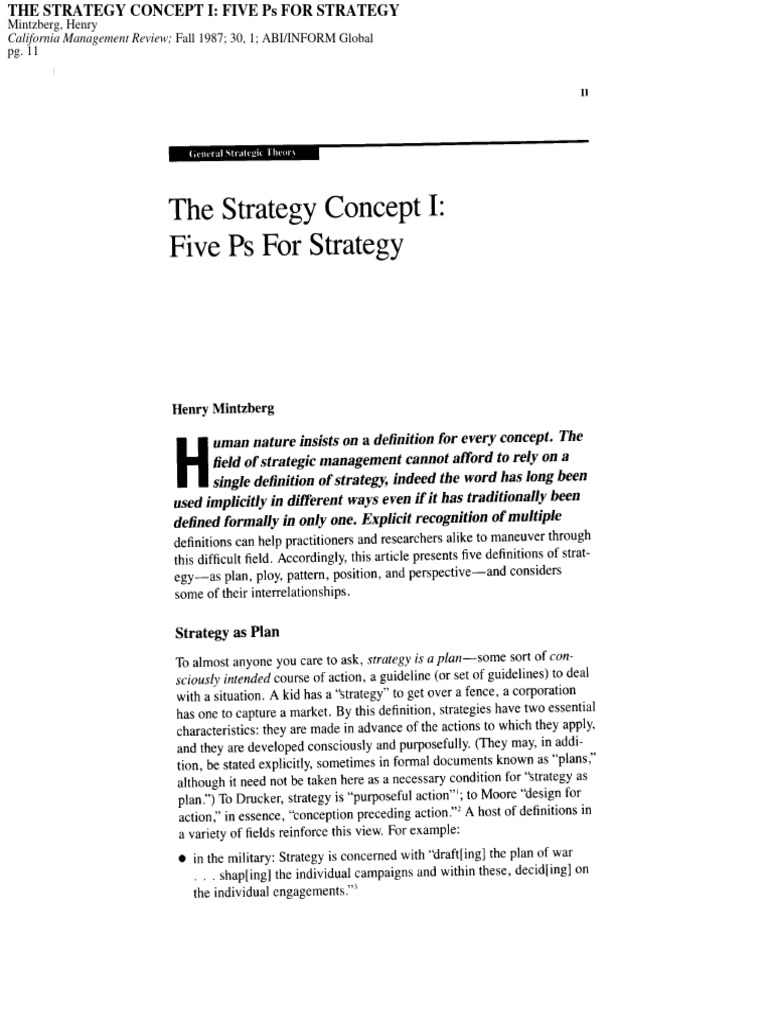 The Strategy Concept I Five Ps For Strat | PDF