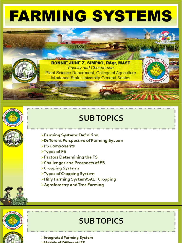 Intro To Farming System FS Types Components Etc. | PDF | Agriculture ...