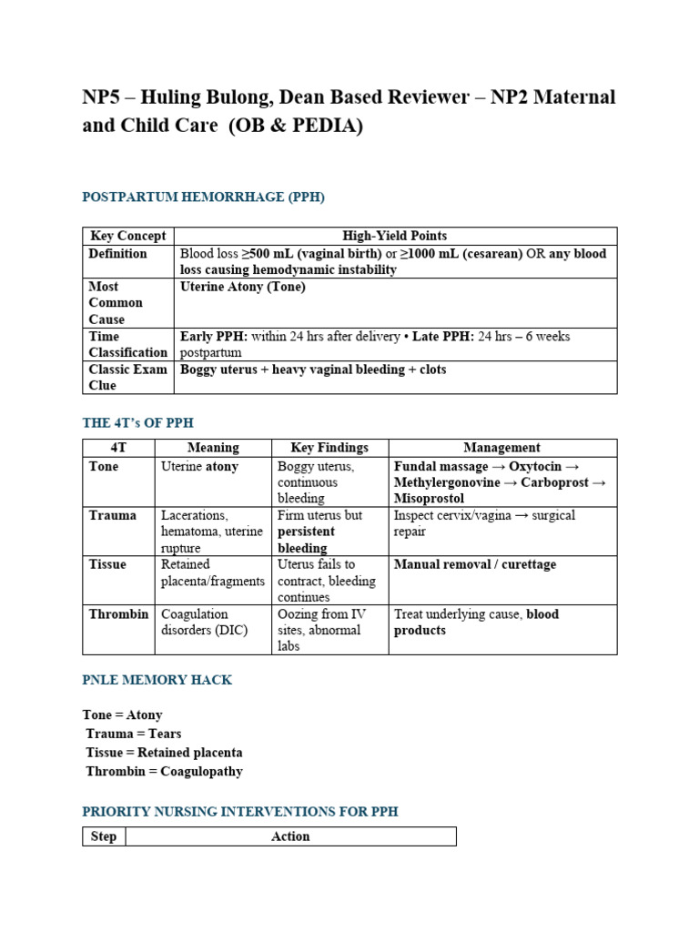 NP2 - Dean Based Reviewer OB PEDIA | PDF | Clinical Medicine | Medical ...