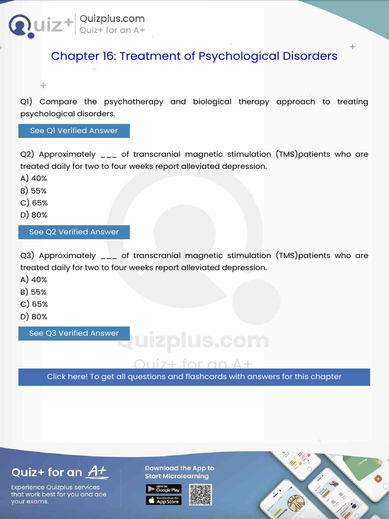 Compare The Psychotherapy and Biological Therapy Approach To Treating ...