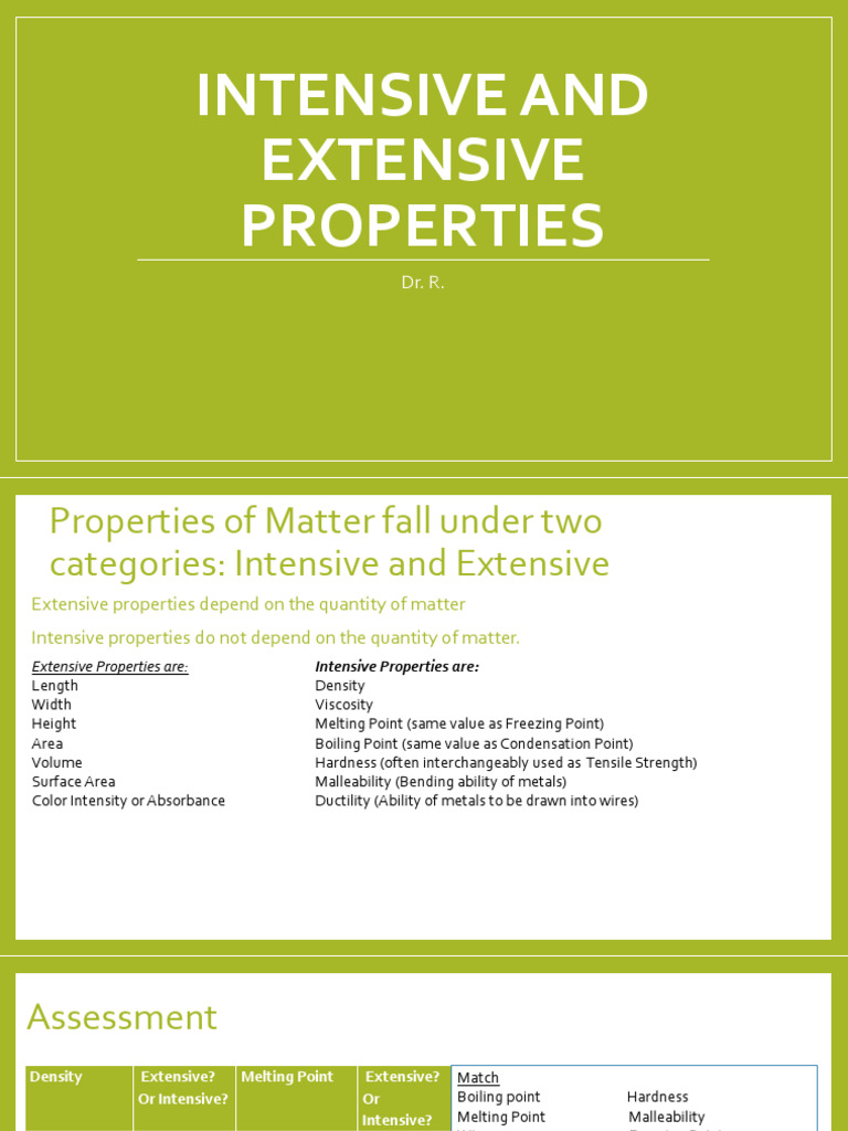 Intensive and Extensive Properties | PDF