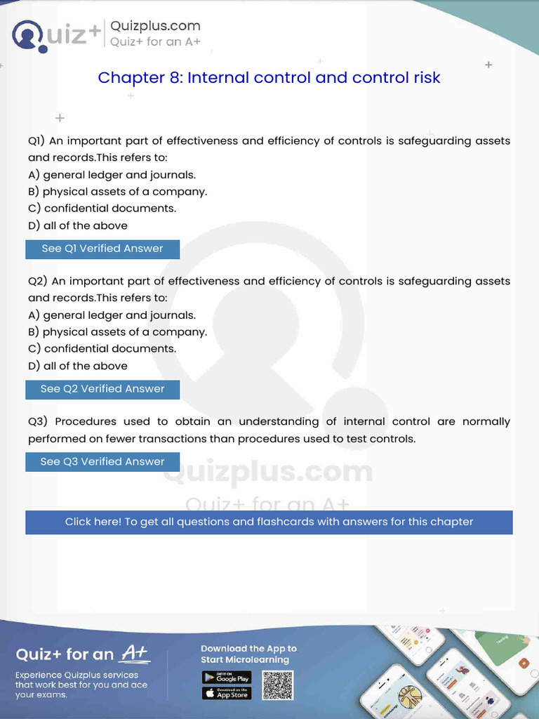An Important Part of Effectiveness and Efficiency of Controls Is ...