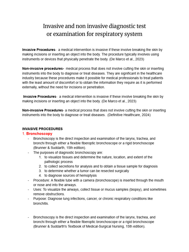 Invasive and Non Invasive Procedures (GROUP 3) | PDF | Respiratory ...