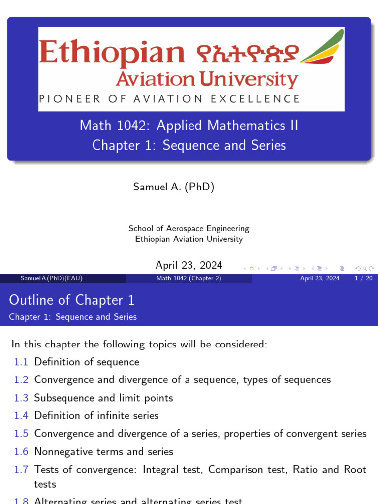 Math1042 Chap 01 Sequence and Series 2024-1 | PDF | Sequence | Function ...