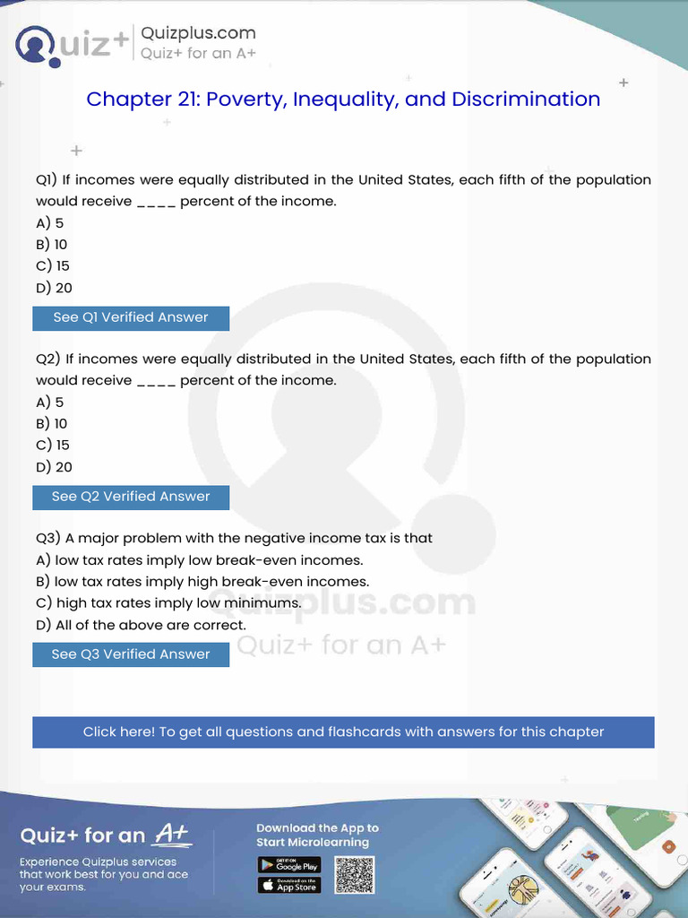 If Incomes Were Equally Distributed in The United States Each Fifth of ...