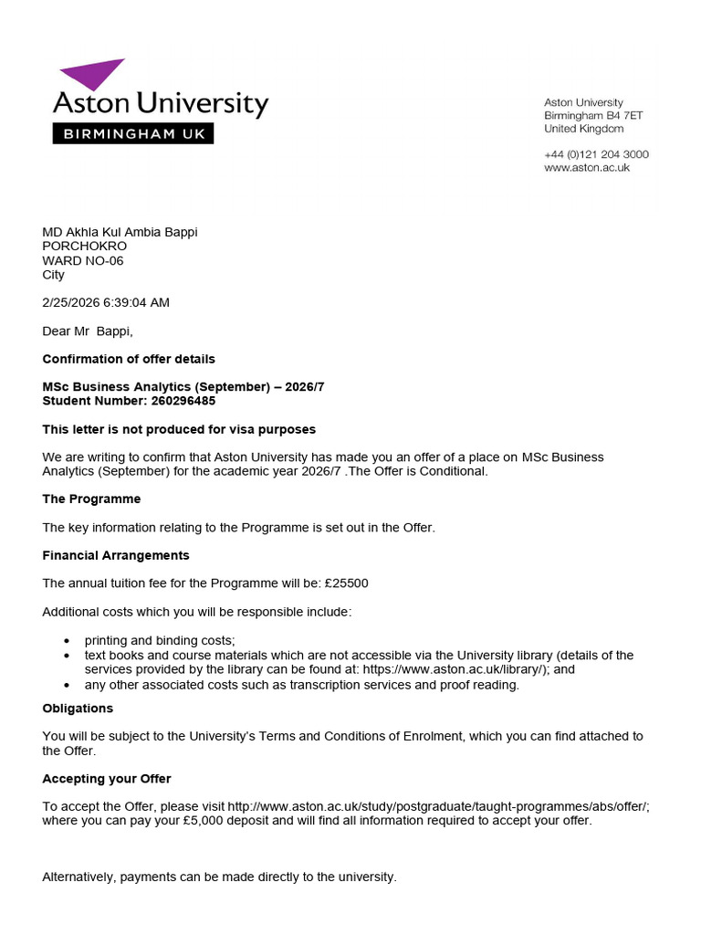 Conditional Offer Letter-2 | PDF