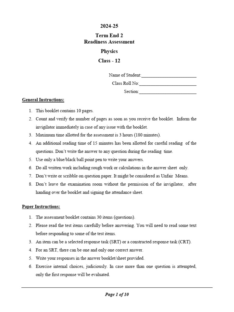 Grade 12 Readiness - Physics | PDF | Light Emitting Diode | Light