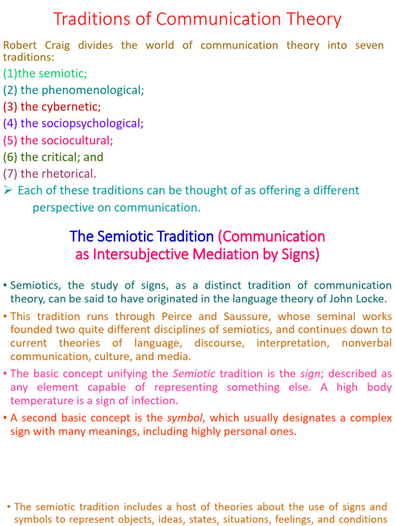 7 Traditions of Communication Theory | PDF | Semiotics | Rhetoric