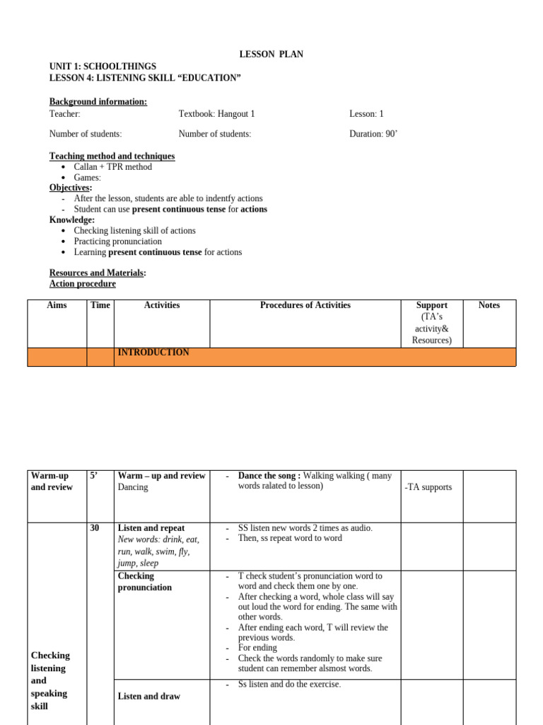 ST2 - Lesson Plan - Unit5 - Lesson1 | PDF | English Language | Language ...