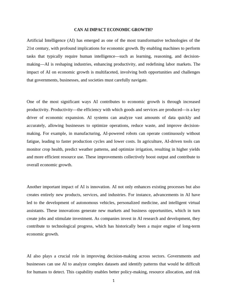 Can Ai Impact Economic Growth ? | PDF | Artificial Intelligence ...