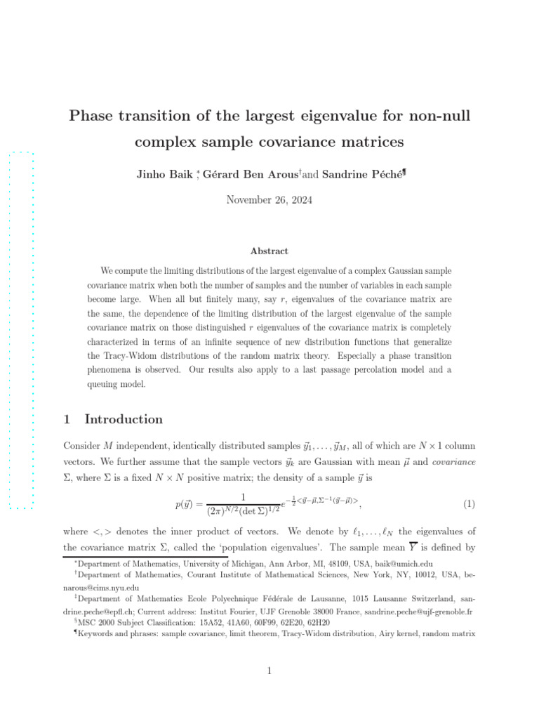 Phase Transition of The Largest Eigenvalue For Non-Null Complex Sample ...