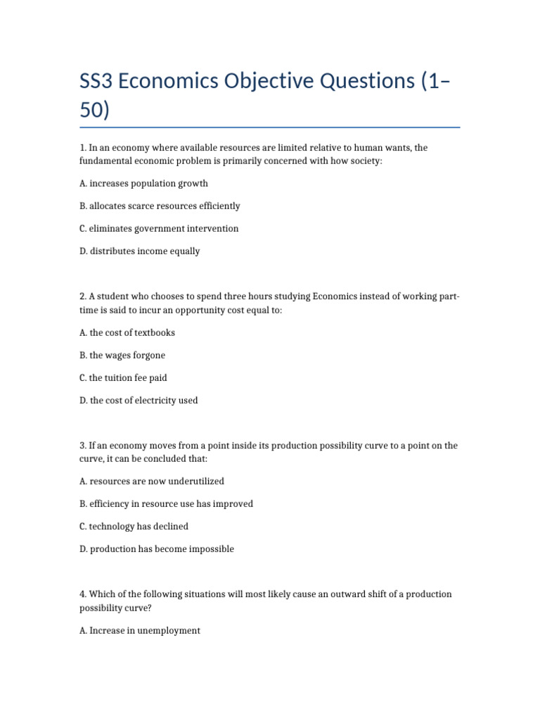 SS3 Economics Objectives | PDF | Demand | Taxes