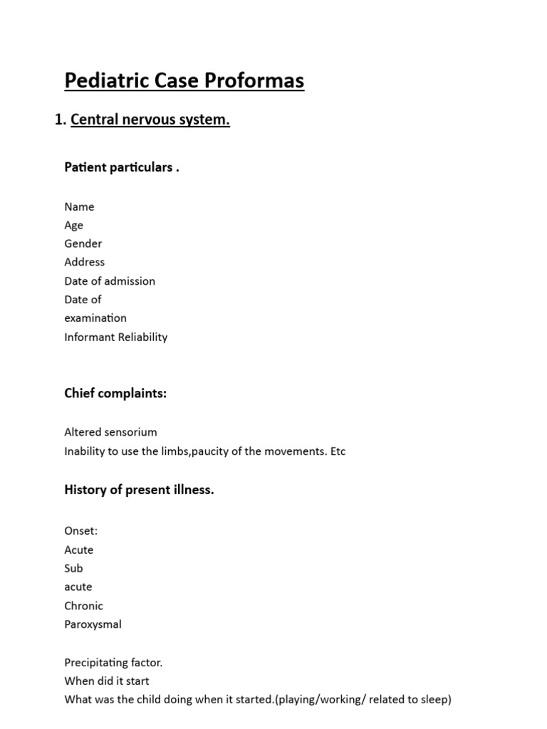Case Proforma Paediatrics | PDF | Anatomical Terms Of Motion | Pregnancy