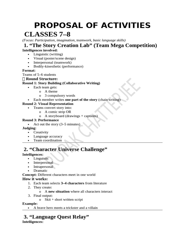 Proposal of Activities | PDF | Poetry | Linguistics