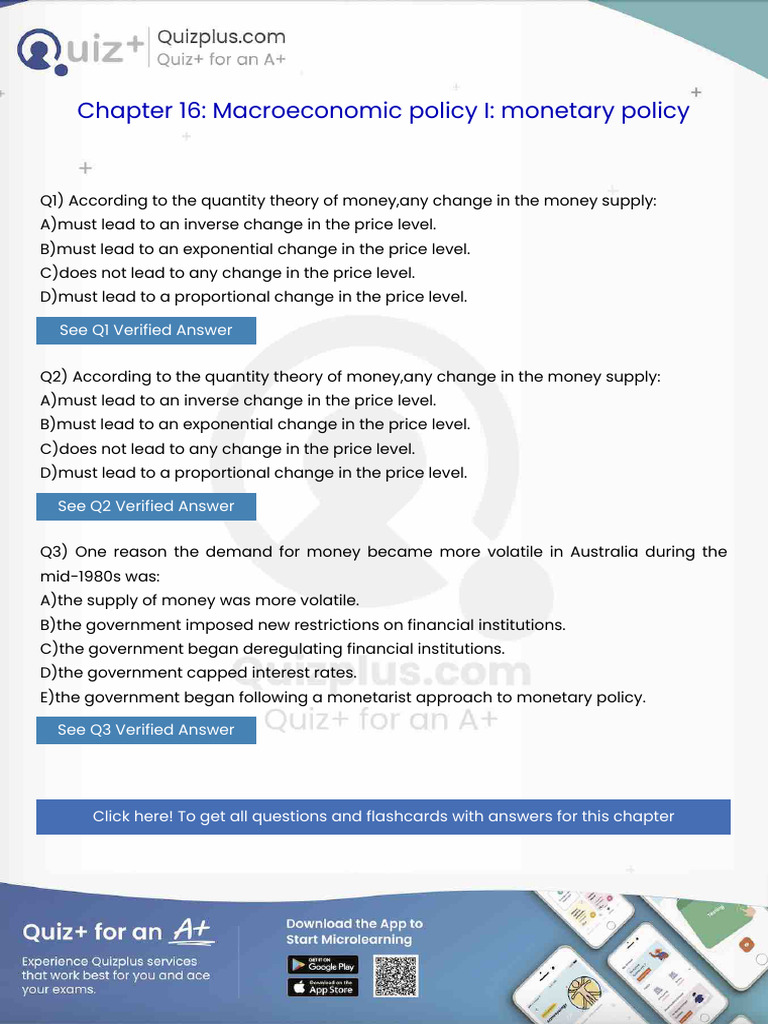According To The Quantity Theory of Moneyany Change in The Money Supply ...