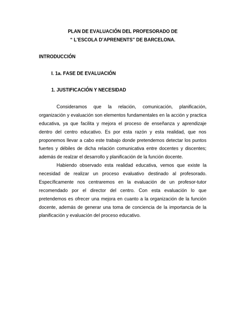 Plan de Evaluación Del Profesorado | PDF | Evaluación | Maestros
