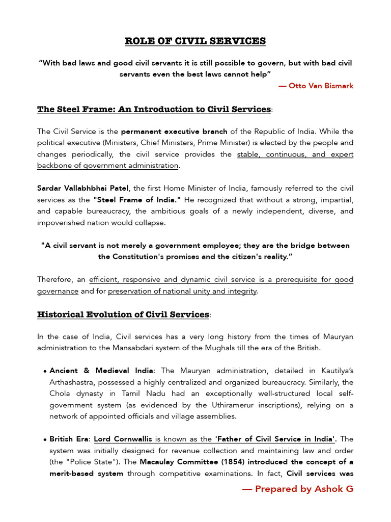 Role of Civil Services - English | PDF