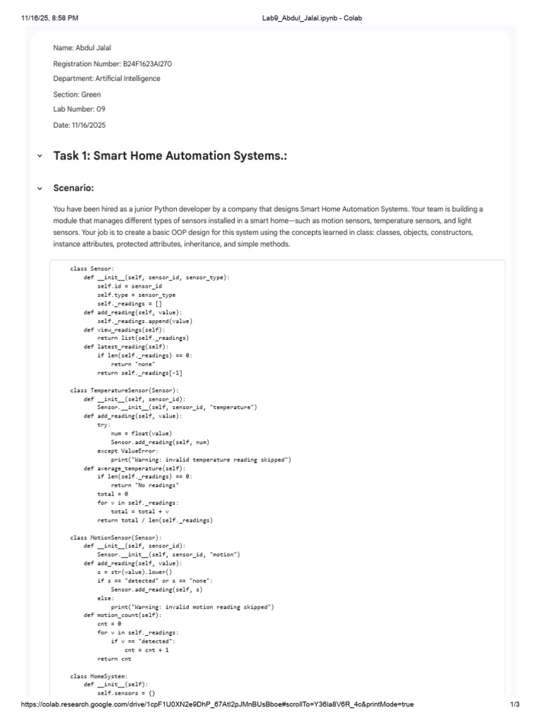 Lab9 Abdul Jalal - Ipynb - Colab | PDF | Inheritance (Object Oriented ...
