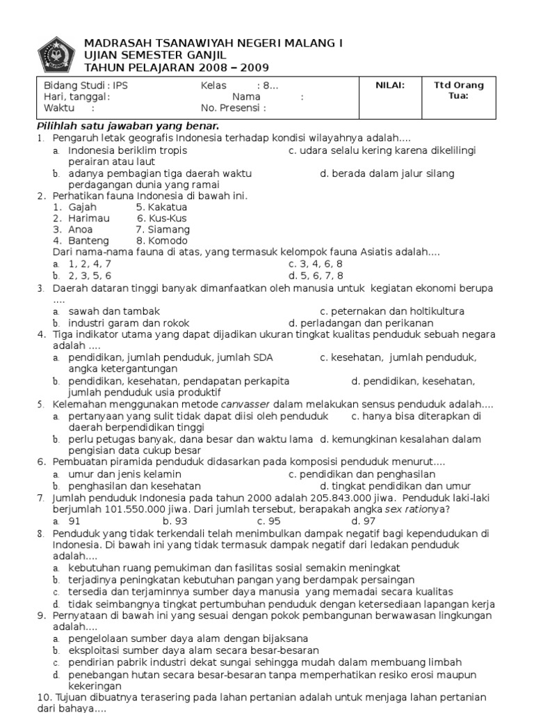 Soal Ips Kelas 8 PDF