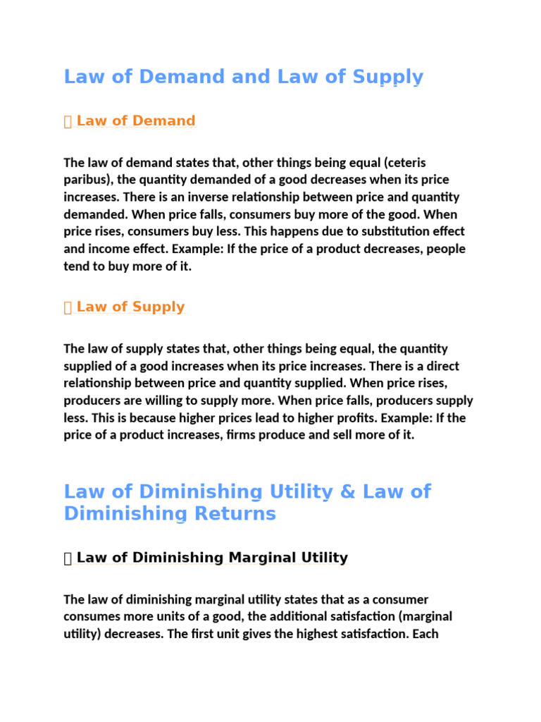 Law of Demand and Law of Suppl | PDF | Behavioral Economics ...