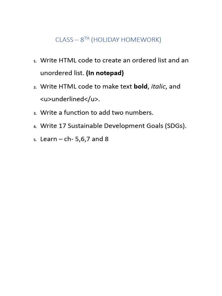 8th Computer HHW | PDF