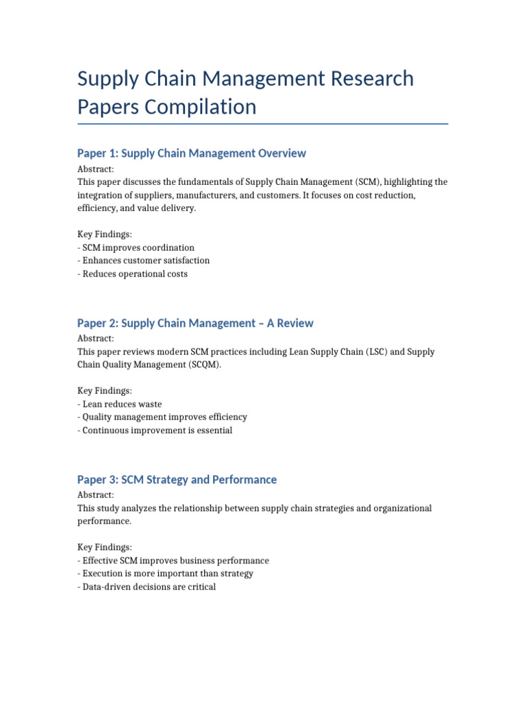 SCM Research Papers | PDF