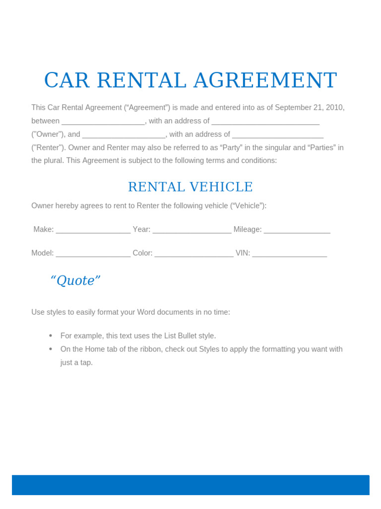 Car Rent Draft 2022 v1 | PDF